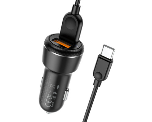 Автомобільний зарядний пристрій BOROFONE BZ17 Core dual port QC3.0 car charger set(Type-C) 18W