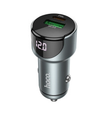Автомобільний зарядний пристрій HOCO Z42 Light road dual port digital display PD20W+QC3.0 car charger Metal Gray (6931474742551)