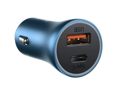 Автомобільний зарядний пристрій Baseus Golden Contactor Pro Dual Fast Charger Car Charger C+C 40W Blue (CGJP000003)