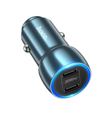 Автомобільний зарядний пристрій HOCO Z48 Tough 40W dual port(2C) car charger Sapphire Blue