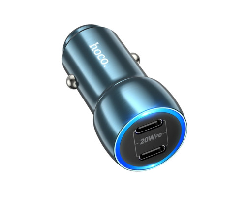 Автомобільний зарядний пристрій HOCO Z48 Tough 40W dual port(2C) car charger Sapphire Blue