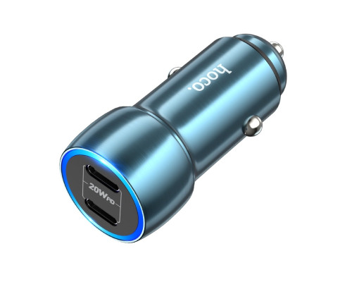 Автомобільний зарядний пристрій HOCO Z48 Tough 40W dual port(2C) car charger Sapphire Blue