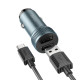 Автомобільний зарядний пристрій HOCO Z49 Level dual port car charger set(Type-C) Metal Gray