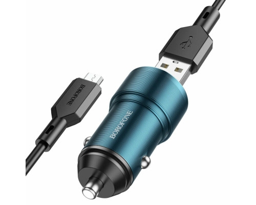 Автомобільний зарядний пристрій BOROFONE BZ19 Wisdom dual port car charger set(Micro) Sapphire Blue