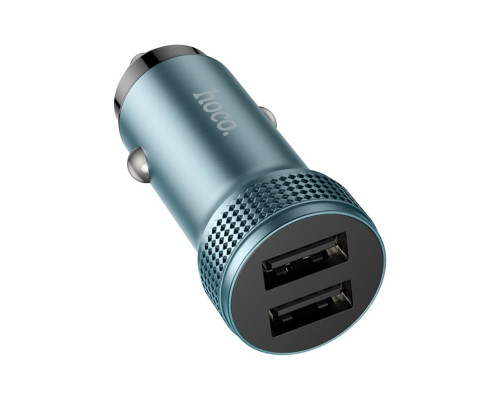 Автомобільний зарядний пристрій HOCO Z49 Level dual port car charger Metal Gray