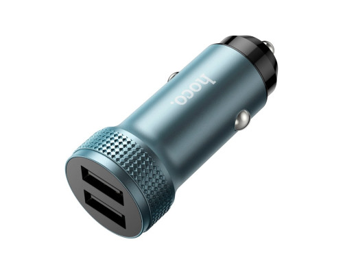 Автомобільний зарядний пристрій HOCO Z49 Level dual port car charger Metal Gray