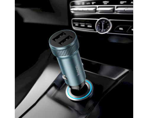 Автомобільний зарядний пристрій HOCO Z49 Level dual port car charger Metal Gray