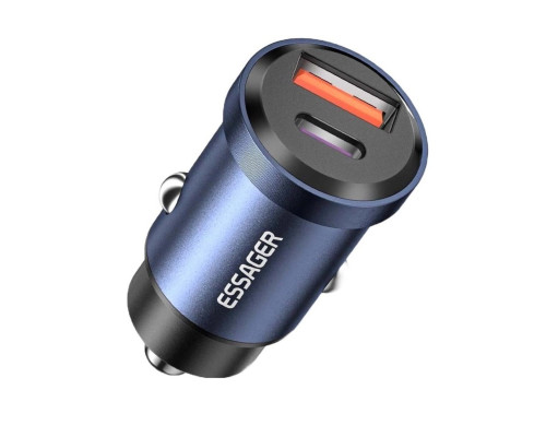 Автомобільний зарядний пристрій Essager Gyroscope Mini 45W Car Charger USB-A + Type-C blue (ECCAC45-TL03-Z)