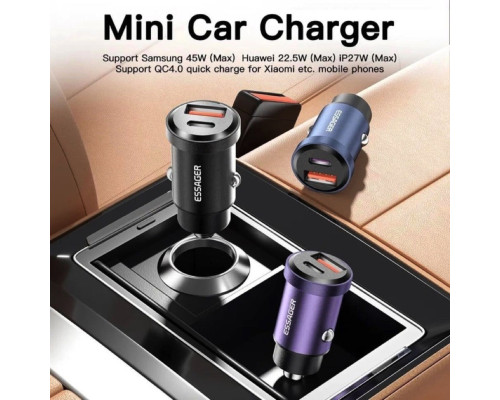 Автомобільний зарядний пристрій Essager Gyroscope Mini 45W Car Charger USB-A + Type-C blue (ECCAC45-TL03-Z)