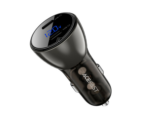 Автомобільний зарядний пристрій ACEFAST B10 metal car charger 60W (USB-C + USB-C) with digital display Black