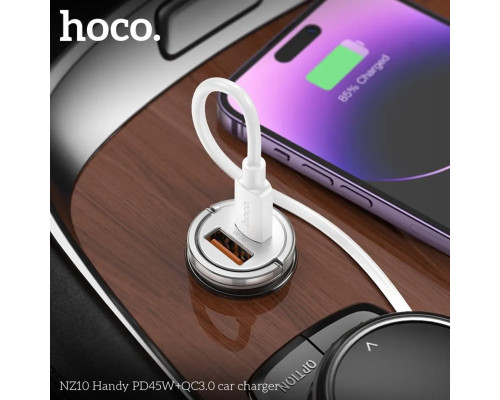 Автомобільний зарядний пристрій HOCO NZ10 Handy PD45W+QC3.0 car charger Silver