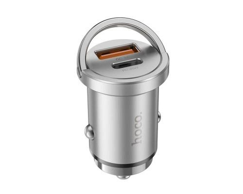 Автомобільний зарядний пристрій HOCO NZ10 Handy PD45W+QC3.0 car charger Silver