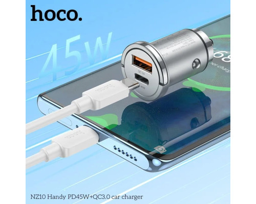 Автомобільний зарядний пристрій HOCO NZ10 Handy PD45W+QC3.0 car charger Silver