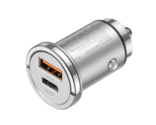 Автомобільний зарядний пристрій HOCO NZ10 Handy PD45W+QC3.0 car charger Silver