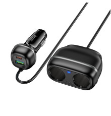 Автомобільний зарядний пристрій HOCO Z59 Rank 48W dual port PD30W+QC3.0 dual cigarette lighter slot car charger Black (6942007641500)