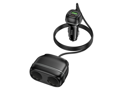 Автомобільний зарядний пристрій HOCO Z59 Rank 48W dual port PD30W+QC3.0 dual cigarette lighter slot car charger Black (6942007641500)