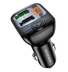 АЗП з FM-модулятором BOROFONE BC41 Eminency QC3.0 Car BT FM transmitter 18W Black (BC41B)
