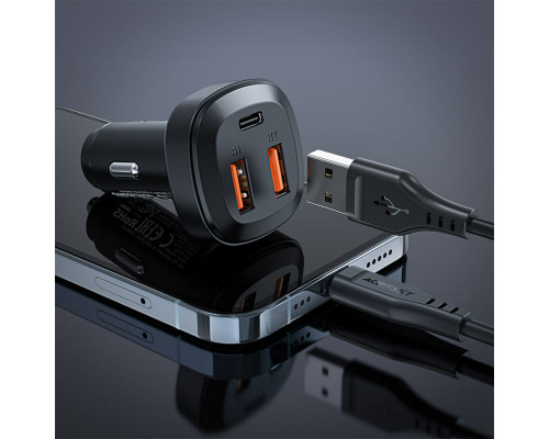 Автомобільний зарядний пристрій ACEFAST B9 66W(2USB-A+USB-C) three port metal car charger (6974316281726)