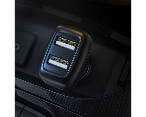 Автомобільний зарядний пристрій HOCO Z36 Leader dual port car charger set(iP) Black