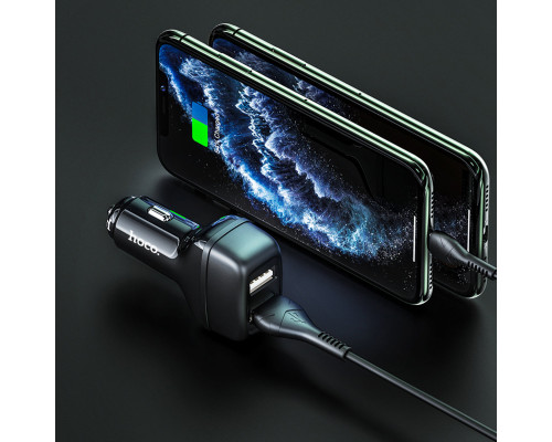 Автомобільний зарядний пристрій HOCO Z36 Leader dual port car charger set(iP) Black