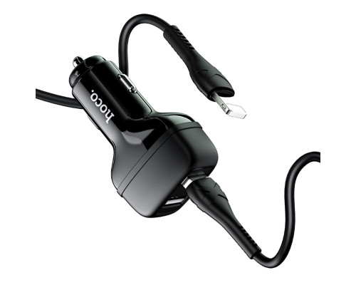 Автомобільний зарядний пристрій HOCO Z36 Leader dual port car charger set(iP) Black