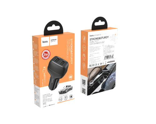 Автомобільний зарядний пристрій HOCO Z36 Leader dual port car charger set(iP) Black