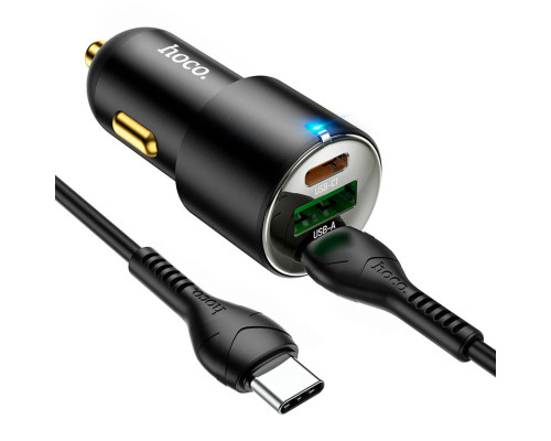 Автомобільний зарядний пристрій HOCO NZ6 PD45W 3-port(2C1A) car charger set(Type-C to Type-C) Black