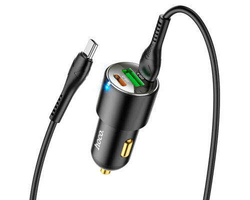 Автомобільний зарядний пристрій HOCO NZ6 PD45W 3-port(2C1A) car charger set(Type-C to Type-C) Black