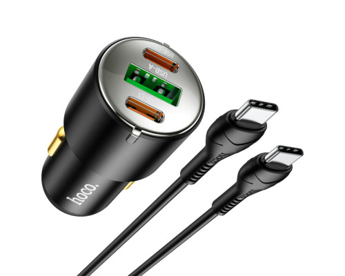 Автомобільний зарядний пристрій HOCO NZ6 PD45W 3-port(2C1A) car charger set(Type-C to Type-C) Black