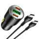 Автомобільний зарядний пристрій HOCO NZ6 PD45W 3-port(2C1A) car charger set(Type-C to Type-C) Black