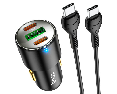 Автомобільний зарядний пристрій HOCO NZ6 PD45W 3-port(2C1A) car charger set(Type-C to Type-C) Black