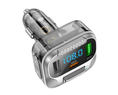 АЗП з FM-модулятором HOCO E75 Bravery PD30W+QC3.0 car BT FM transmitter Jazz Black