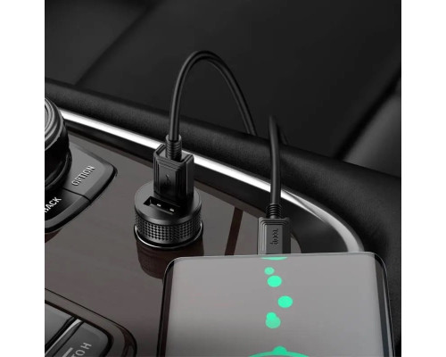 Автомобільний зарядний пристрій HOCO Z49 Level dual port car charger set(Type-C) Black