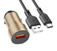 Автомобільний зарядний пристрій BOROFONE BZ19A Wisdom single port QC3.0 car charger set(Type-C) 18W Gold