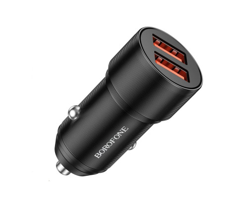 Автомобільний зарядний пристрій BOROFONE BZ19B Wisdom 36W dual port QC3.0 car charger Black