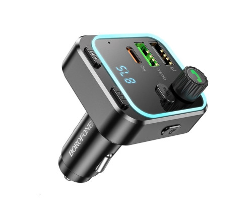 АЗП з FM-модулятором BOROFONE BC53 Highway PD20W+QC3.0 car BT FM transmitter 18W Black (6941991108457)