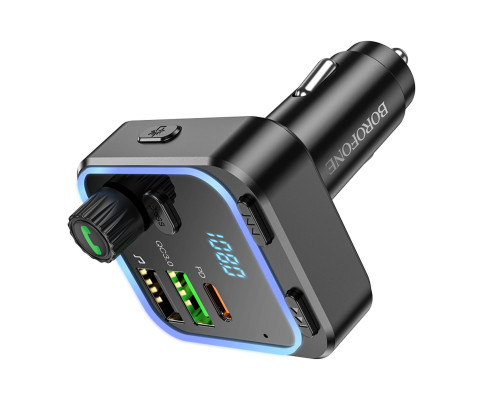 АЗП з FM-модулятором BOROFONE BC53 Highway PD20W+QC3.0 car BT FM transmitter 18W Black (6941991108457)