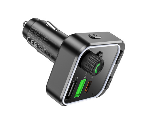 АЗП з FM-модулятором BOROFONE BC53 Highway PD20W+QC3.0 car BT FM transmitter 18W Black (6941991108457)