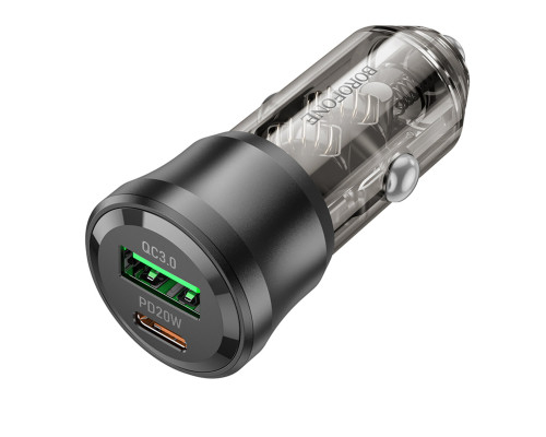 Автомобільний зарядний пристрій BOROFONE BZ25 Journey PD38W(1C1A) car charger Transparent Black