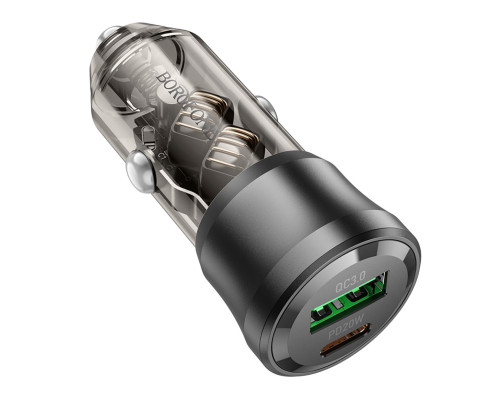 Автомобільний зарядний пристрій BOROFONE BZ25 Journey PD38W(1C1A) car charger Transparent Black