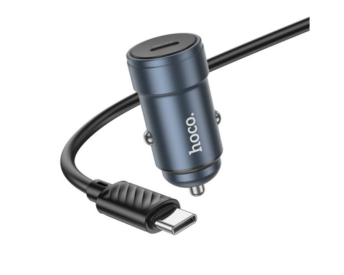 Автомобільний зарядний пристрій HOCO Z57 Glorious single-port PD30W car charger set (C to C) Metal Gray (6942007633086)