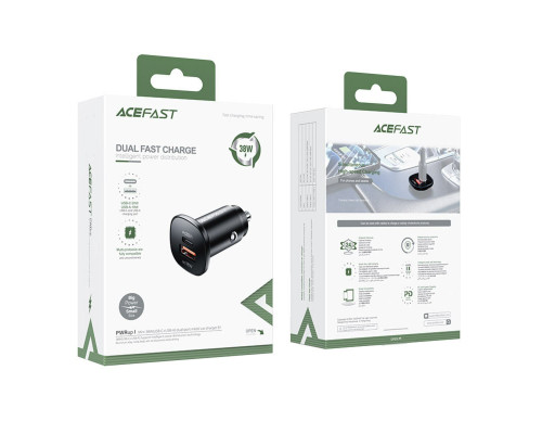 Автомобільний зарядний пристрій ACEFAST B1 mini 38W(USB-C+USB-A) dual-port metal car charger