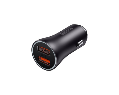 АЗП Baseus Golden Contactor Max Dual Fast Charger Car Charger U+U 60W Dark Gray (CGJM000013)