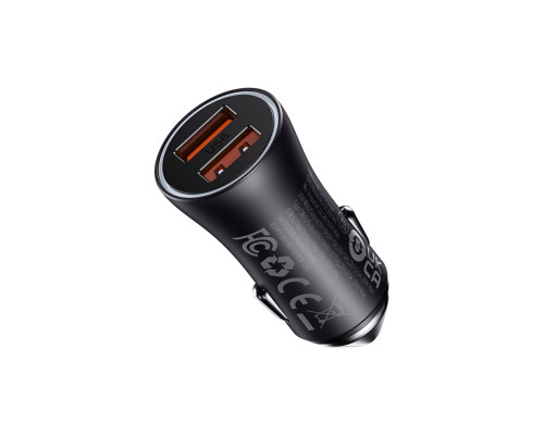 АЗП Baseus Golden Contactor Max Dual Fast Charger Car Charger U+U 60W Dark Gray (CGJM000013)