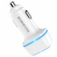 Автомобільний зарядний пристрій BOROFONE BZ14 Max dual port ambient light car charger White