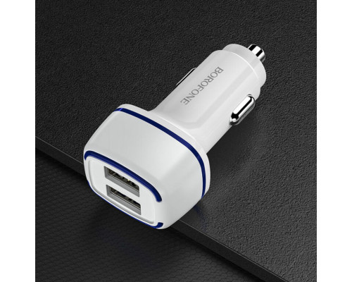 Автомобільний зарядний пристрій BOROFONE BZ14 Max dual port ambient light car charger White