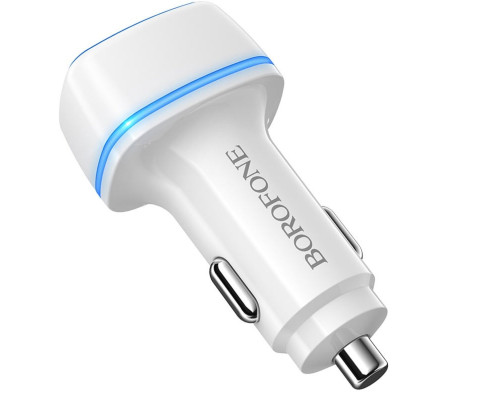 Автомобільний зарядний пристрій BOROFONE BZ14 Max dual port ambient light car charger White