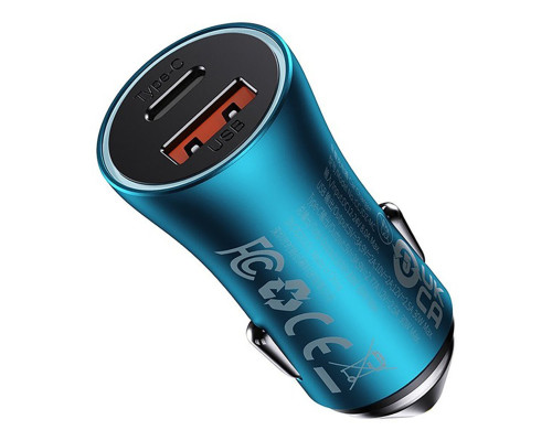 Автомобільний зарядний пристрій Baseus Golden Contactor Max Dual Fast Charger Car Charger U+C 60W Blue (CGJM000103)