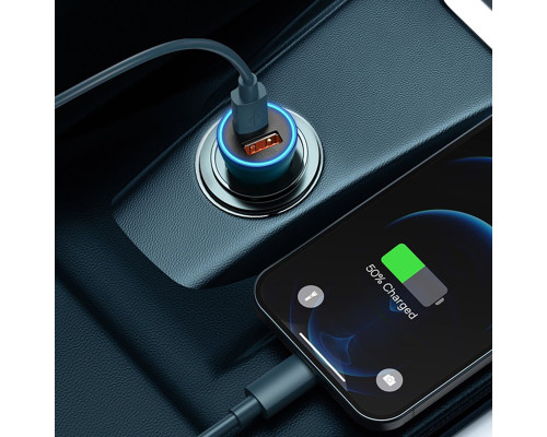 Автомобільний зарядний пристрій Baseus Golden Contactor Max Dual Fast Charger Car Charger U+C 60W Blue (CGJM000103)