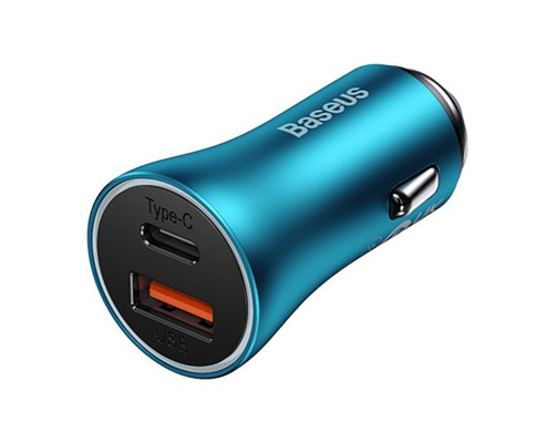 Автомобільний зарядний пристрій Baseus Golden Contactor Max Dual Fast Charger Car Charger U+C 60W Blue (CGJM000103)